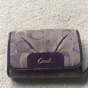 Purple Coach Wallet with Coach signature